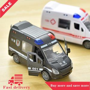 [COD] Hospital Rescue Ambulance Police Metal Cars Model Pull Back Sound And Light Alloy Diecast Car Toys For Children Boys Gifts