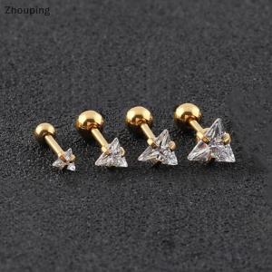 【ZP】 Flash Sale Cute 1Pair 3 4 5 6mm Triangle Helix Cartilage Tragus Stud Conch Snug Ear Lobe Earrings Titanium Steel Jewelry