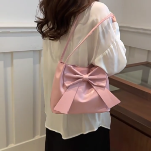 กระเป๋าอเนกประสงค์ไหล่แฟชั่นสไตล์ญี่ปุ่นสำหรับผู้หญิงติดโบว์น่ารักสำหรับกระเป๋าถือขนาดใหญ่มือจับด้านบน