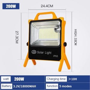 Solar Emergency Lightning Outdoor Hiking Travel Waterproof LED Flood Light Flashlight Rechargeable