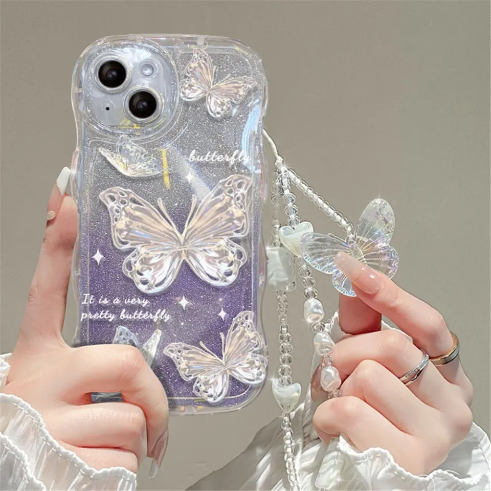 KISSCASE Luxury Butterfly Glitter Clear Soft Phone Case For iphone