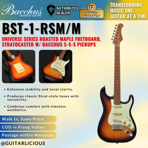 Bacchus BST-1-RSM/M Universe Series Roasted Maple Fretboard Stratocaster Electric Guitar with Bacchus S-S-S Pickups