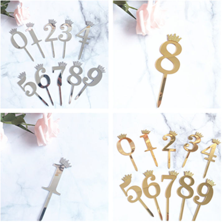 Acrylic Glitter Crown Numbers Happy Birthday Cake Topper Birthday Cakes ...