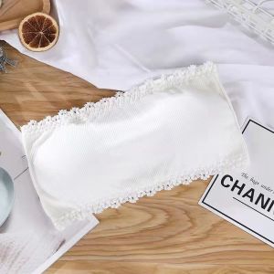 Trendy Spring Summer Top Back Seamless Strapless Non-slip Anti-exposure Underwear Tank Women Invisible Bra Female Thin Bralette Tube Wrapped Lace Gathered with Breast Pad