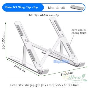 Giá Đỡ Laptop dành cho Ipad Gấp Gọn Điều Chỉnh Được Độ Cao kim loại sang trọng chắc chắn