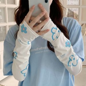 SOTOP Cute Summer Cycling Driving UV Protection Long Sleeves Sunscreen For Women Printing Sun Protection Arm Sleeves Ice Silk Sleeve Cooling Sleeves