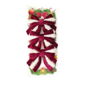 OOG Delicate Christmas Velvet Bow Classic Hanging Christmas Wreath Bow-knot Multipurpose Plush White Trim Xmas Bow-knot Ornament Window