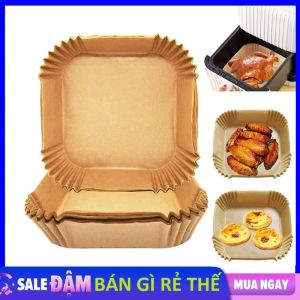 Set 50 tờ giấy NẾN VÀNG Lót Nồi Chiên Không Dầu cắt sẵn hình Vuông dùng để lót thực phẩm /  Giảm Thiểu Tối Đa Dầu Mỡ Bám Vào Nồi Chiên