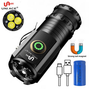 UNI ACE Super Bright Mini LED Flashlight Rechargeable Waterproof Outdoor Portable Torch Searchlight