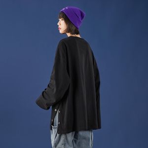 Yoohui Zz005 Kaos Oversize Wanita T Shirt Oversize Crop Tee Oversize Korean Women Atasan Rajut Kancing