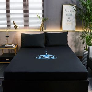 Brushed Mattress Cover 5 Sides Waterproof Mattress Protector Full Package Anti Mites Bedsheet Garterized Design Microfiber Foam Cover Smooth Fitted Bed Cover