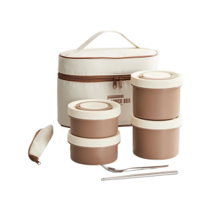 ชุดกล่องอาหารอุ่นสำหรับผู้ใหญ่4ช่องกล่องไร้สนิมสำหรับเตาอบแบบไม่ซึมผ่านไม่ได้