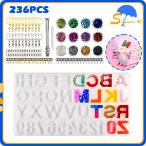 236 pcs / Set Cetakan Resin Epoksi Bentuk Angka DIY Cetakan Perhiasan Pendant Kalung Cetakan Resin