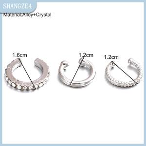 【SHANGZE4】 3pcs thời trang tinh tế Zircon dễ thương ear Clips pha lê Ear Cuff không Bông tai giả sụn ear clip cho phụ nữ đồ trang sức