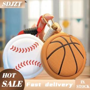 SDJZT Mới Phim Hoạt Hình Lưu Trữ Túi Bóng Rổ Bóng Đá Keychain Đồng Xu Ví Bóng Chuyền Bóng Chày Vòng Chìa Khóa Ví Tai Nghe Trường Hợp