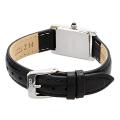 SEIKO Watch Women's Square Design Quartz SWR053 White Dial and Black Leather Band. 