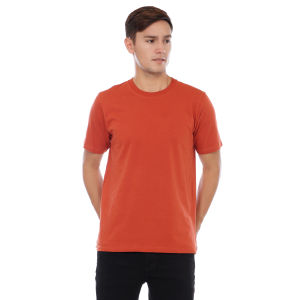 Kaos Polos Pria Oneck Lengan Pendek Bahan Katun Combed 30s Warna Teracota