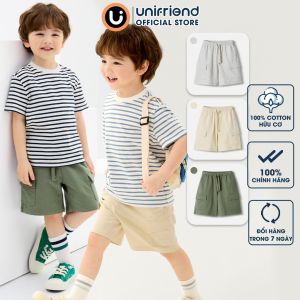 Quần short soóc dáng rộng vải cotton spandex co giãn tốt cho bé trai và bé gái Unifriend Hàn Quốc U950 Size 2-10 tuổi