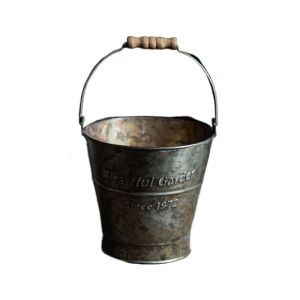 ZYJC Iron Art Luxurious Multipurpose Rural Photography Storage Container English Printing For Photography  Ornaments Decoration Display Iron Flower Bucket Vase Cup Drinkware