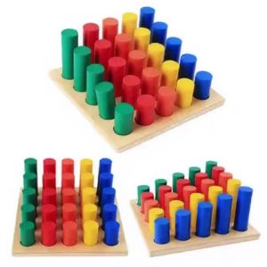 Kids Montessori Sensory Math Toy 3D Geometry Column Ladder Matching Shape Sorting Color Cognitive Educational Toys Teaching Aids