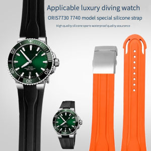 new 24*12mm Lug End Silicone Rubber Watchband For Oris AQUIS Watch Strap Tape Waterproof Wrist Bracelet with Folding Clasp high-quality