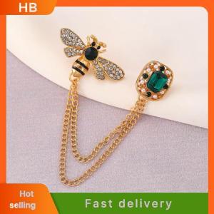 HB Vintage Bee Brooch with Tassel Chain for Women Lapel Pin Badge for Office Dress Up Occasions