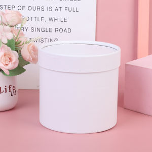 Mongin กล่องกระดาษลายดอกไม้ทรงกลม1ชิ้นกล่องใส่ของขวัญกล่องของขวัญงานปาร์ตี้