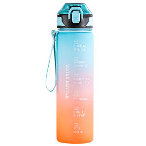 1L Water Bottle with Time Marker Gradient Matte Motivational Water Bottle Drinking Water Bottle for Sports Gym Travel
