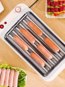 ชุดเครื่องย่างไส้กรอก Meikaida สำหรับบ้านและหอพัก เครื่องทำฮอทด็อกอัตโนมัติหลายฟังก์ชัน 3-in-1 พร้อมแผ่นย่างและชั้นวางไส้กรอก