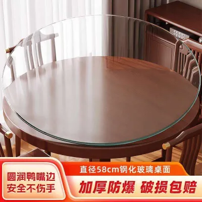 round dining table Tempered Glass Dining Table Household Round Explosion Proof Glass Tabletop Tea Table Round Tabletop Hotel Large Round Table Catering And Commercial Use