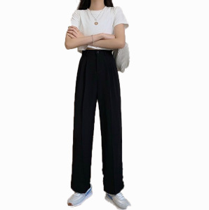 High-waisted draped wide-leg pants for women slim-fitting and versatile suit pants loose straight-cut casual long pants with multiple sizes available.