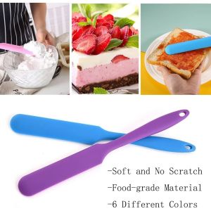 3pcs Silicone Icing Spatula Heat Resistant Silicone Straight Spatula Macaron Color Spatula 24x2.5cm Cream Cake Spatula