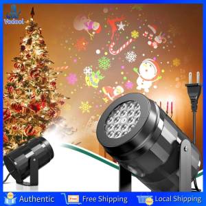 [Vodool Home Mall] LED Christmas Pattern Projector Lamp Waterproof 360 Rotatable Stage Projection Lights Holiday Party Decor Colorful Projector Lamp Decorative Lighting