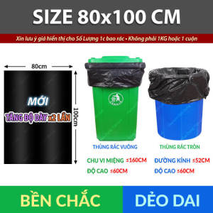 1 Túi Đựng Rác Size Đại Không Quai HDPE Lớn Siêu Chắc Bao Đựng Rác To Màu Đen Tiện Dụng