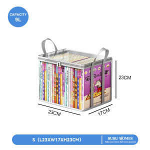 SUSU HOMES Book Storage Bag Transparent Moisture Resistant School Bag For Students Classroom And Home Use Bertutup Dustproof Old Books Organizer Kotak Simpan Box