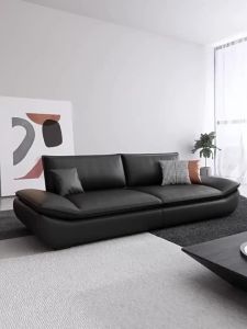 Lazy Sofa Coffee Table Combination Simple And Modern Single Sofa Black 3 Seater Living Room Sofa