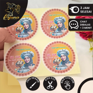 2-4 Arjuna Sticker Print Bentuk Bulat Bahan Chromo Label Dimsum Murah Bandung