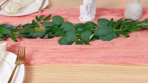 180/300cm Bohemian Cheese Cloth Table Runner Solid Color Rectangular Table Runner Wedding Ceremony Birthday Party Decor
