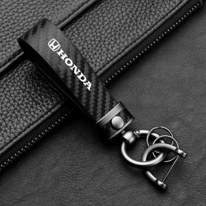 11cm x 2cm Car Carbon Fiber Key Chain For Honda City Accord Cr-v Jazz Brio Breeze Portable Fashion Key ring Chains Accessories