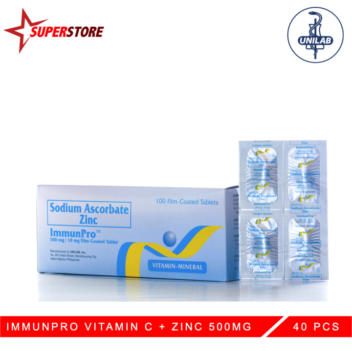 ImmunPro Sodium Ascorbate + Zinc by Unilab 40 Tablets [ immunopro