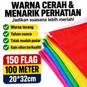 【150PCS】100M Triangle Flag Bunting Colorful Banner Garland Party Decoration Indoor Outdoor Wedding Birthday