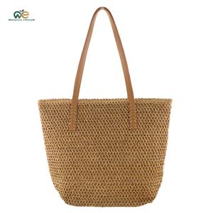 กระเป๋าสะพายข้างผู้หญิงลายถักมือสีพื้นความจุใหญ่สำหรับเที่ยวทะเลและกิจกรรมสบาย ๆ[Winnereco Lifestyle]