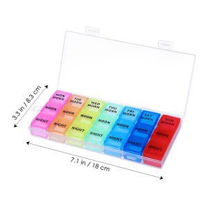 Portable 7 Days Tablet Pill Box Holder Medicine Storage Organizer with 21 grids week day medicine box from morning noon night