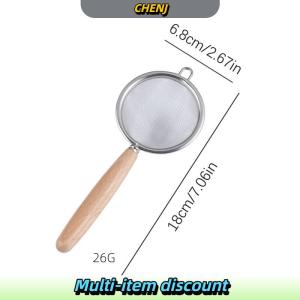 ที่จับไม้กระชอนสแตนเลสขนาดเล็กตะแกรงกรองน้ำมันตาข่ายอเนกประสงค์กระชอนแป้งเครื่องมืออบในครัว