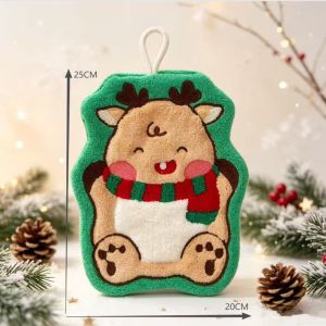 MODERNLUX Nhanh khô Khăn lau tay Giáng sinh Khả năng hấp thụ nước Lông san hô Khăn lau tay ông già Noel Vệ sinh Khăn lau treo tường Nhà bếp Phòng tắm