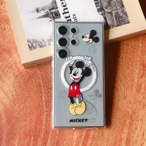 Magnetic Cute Cartoon Minnie Mouse Shockproof Cases for Samsung S24Ultra S23Ultra Mickey Mouse Phone Case for Galaxy S24 Plus S22 S21 S20 Note20 Ultra S23 FE Mickey.Case Cellphone Cover for A15 A55 A05 A35 A05s Back Shell