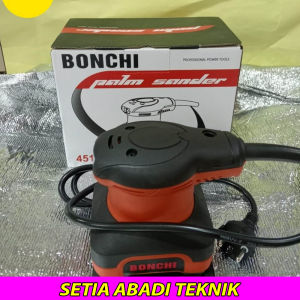 BONCHI Orbital Palm Sander 200W - Amplas Serbaguna untuk Kayu/Plastik dengan Kotak Listrik - Warna Hitam Merah