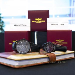 Đồng hồ nam đôi Sunrise DM1126SWA full hộp thẻ bảo hành hãng kính Sapphire chống xước chống nước dây da