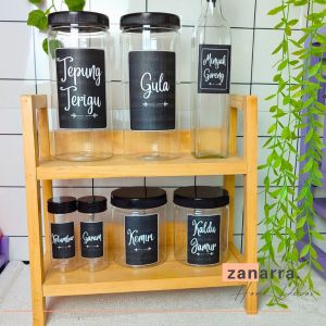Rak Bumbu Dapur Multifungsi Warna Coklat dengan Toples - Desain Minimalis Elegan
