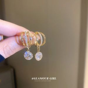 New Fashion Exquisite Pendant Zircon Earrings Luxury Drop Earring for Women Girl Jewelry Trendy Ear Accessory Real-gold Plateds Light-Luxury Design Earrings For Women